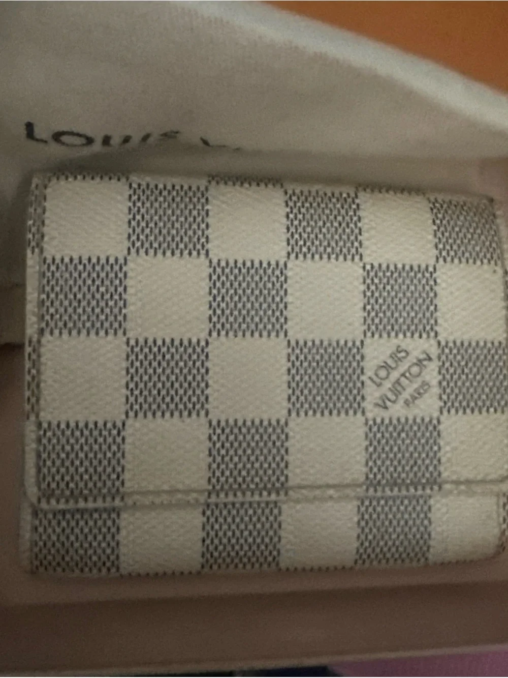 Louis Vuitton Damier Azur Checkered Wallet in Cream and Light Gray